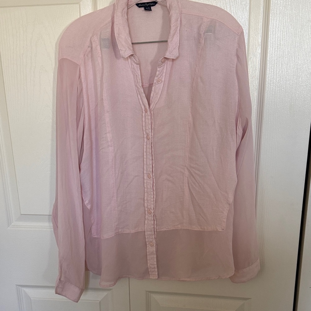 American Eagle Outfitters Pink Sheer Blouse